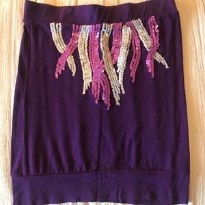 Strapless purple top